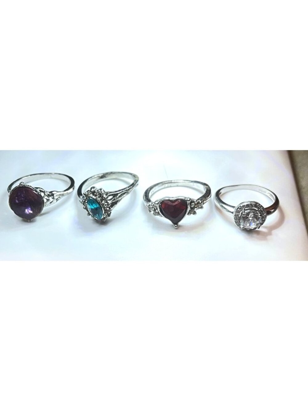 Vintage Y2K Silver Tone Fashion Ring Lot 4 Piece Size 7